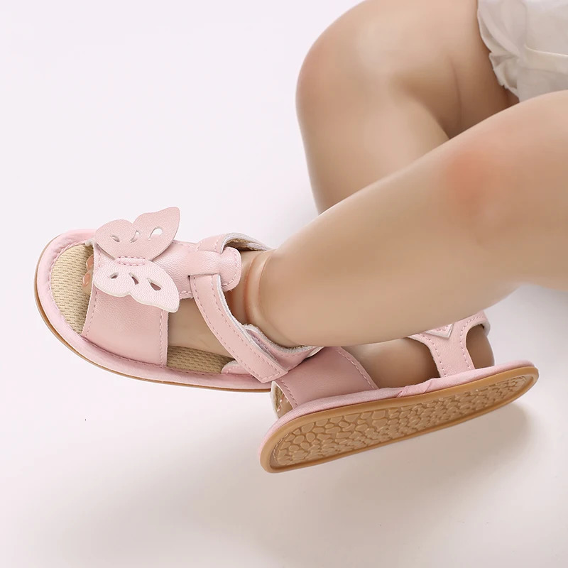 Golden 0-18M Baby Girl Sandals With Butterfly Bow High-Quality Soft Sole Anti Slip Exposed Toe Summer Outdoor First Walking 250611