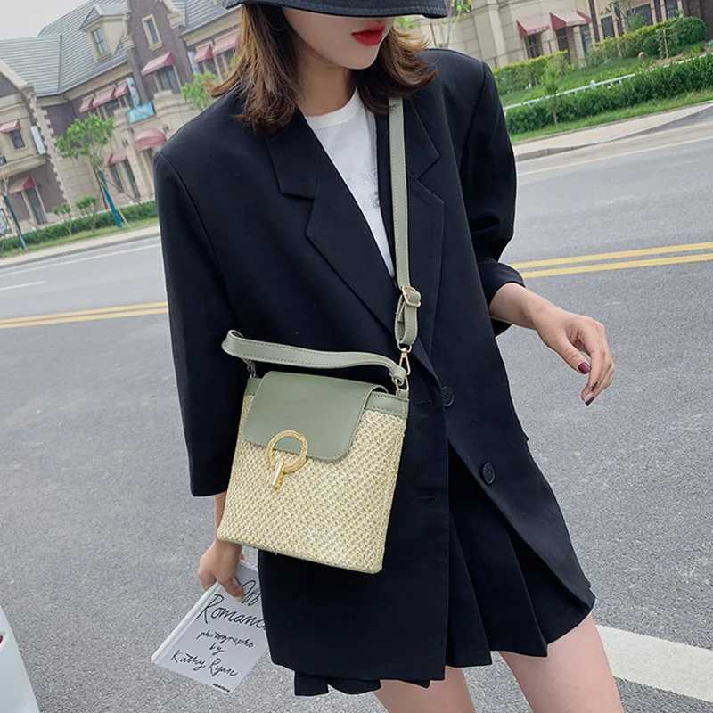 Summer New Straw Bucket Bag For Women New Crossbody Bag Beach Handbag Vacation Shoulder Bag Design Lady Bag Travel Purse Bolsa XJ250610