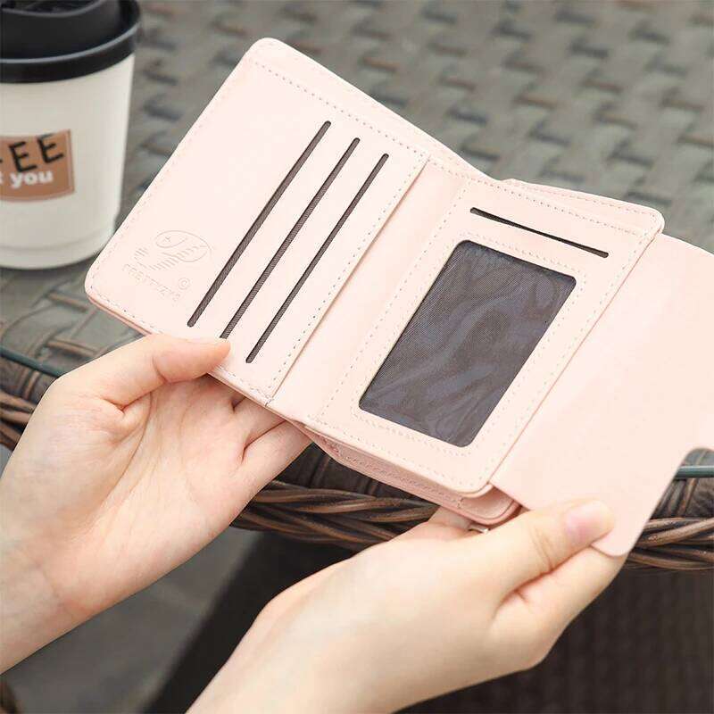 ins Wallet woman new Japanese and South Korea small fresh solid color personality love hardware buckle folding three-fold MASA