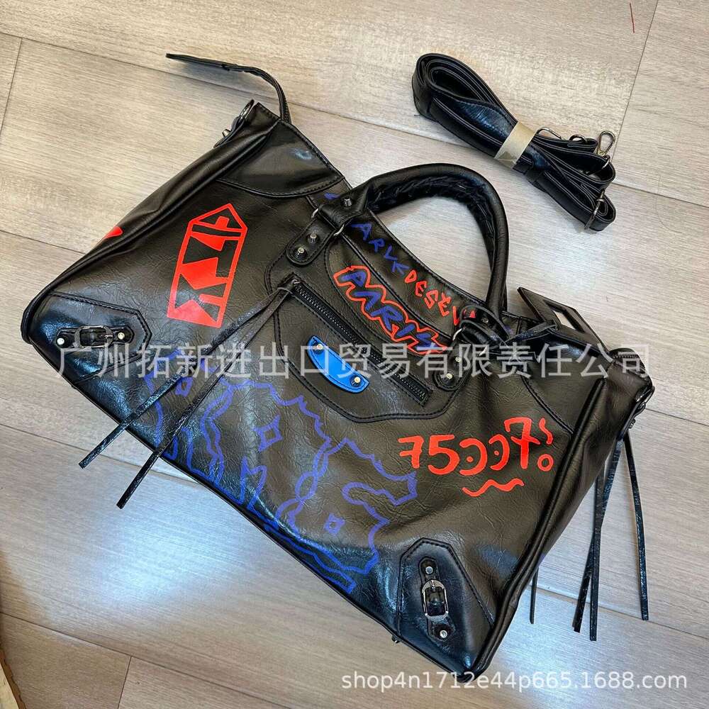 New Graffiti Motorcycle Fashion Trend Shoulder Bag Crossbody Handbag Must Have Trendy Item