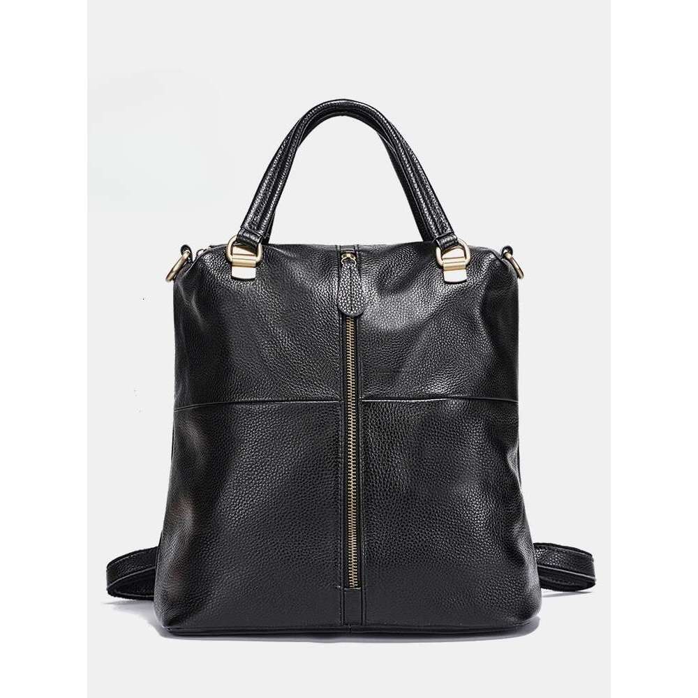 Zency Vintage Women's Genuine Leather Backpack Anti-Theft Large School Bag Designer Travel Satchel Shoulder Crossbody Top Handle