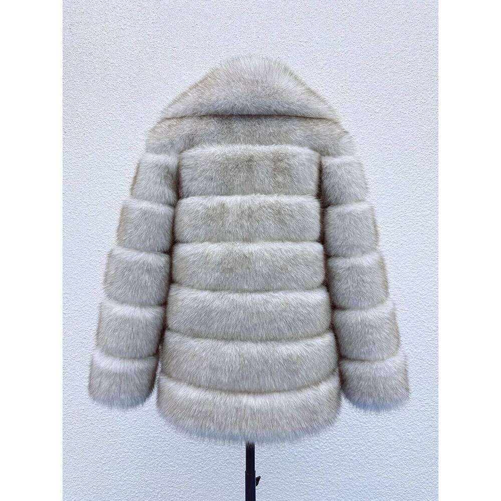 Autumn and Shawl Collar Jacket Fast Shipping New Women Fashion Faux Fox Fur Long for Winter Warm Over Coat