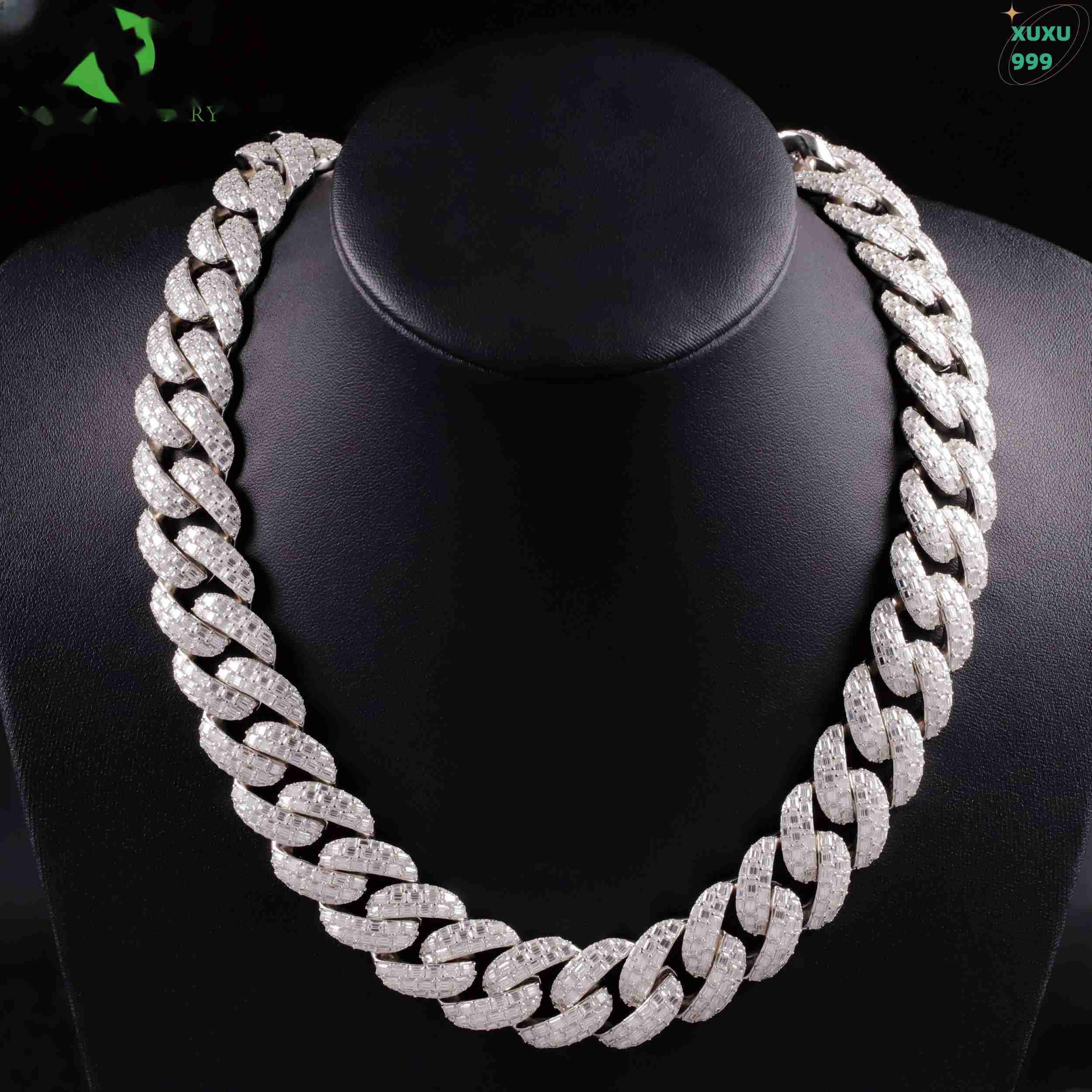 OACOCA Fashionable Moissanite Cuban Link Chain Necklace Tennis Chain Necklace Style Womens Jewelry Collection