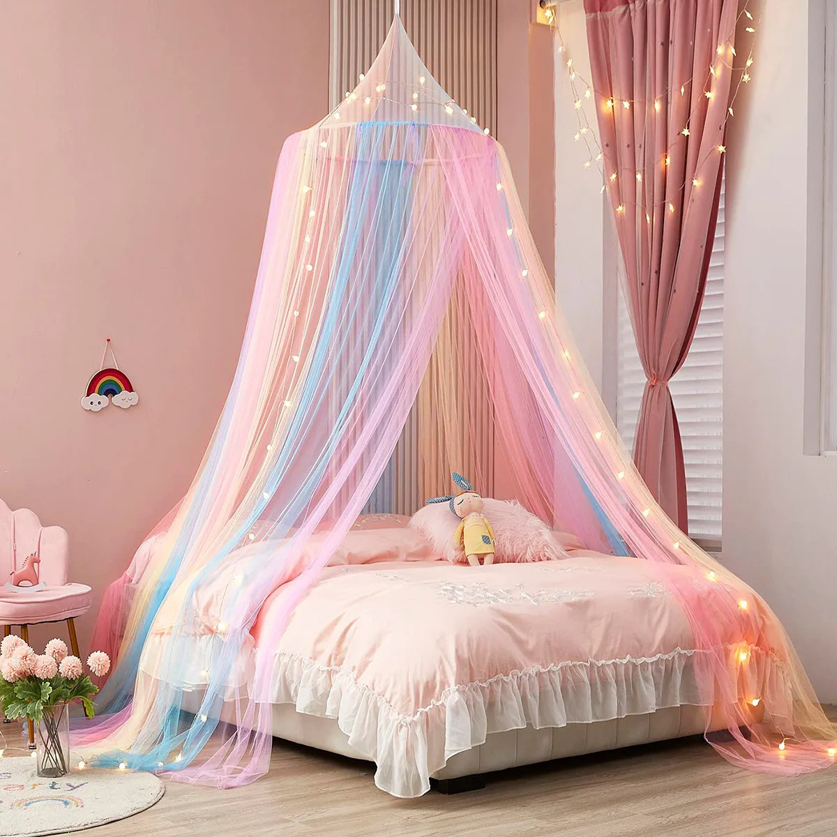 Baby Bedroom Curtain Nets Dome Rainbow Princess Mosquito Net for Crib born Infants Bed Canopy Tent Kids Bedding Room Decor 250604z