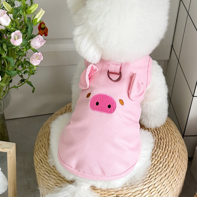 New spring and summer Japanese and Korean ins style pet dog and cat clothes Teddy Bichon Poodle traction waffle vest