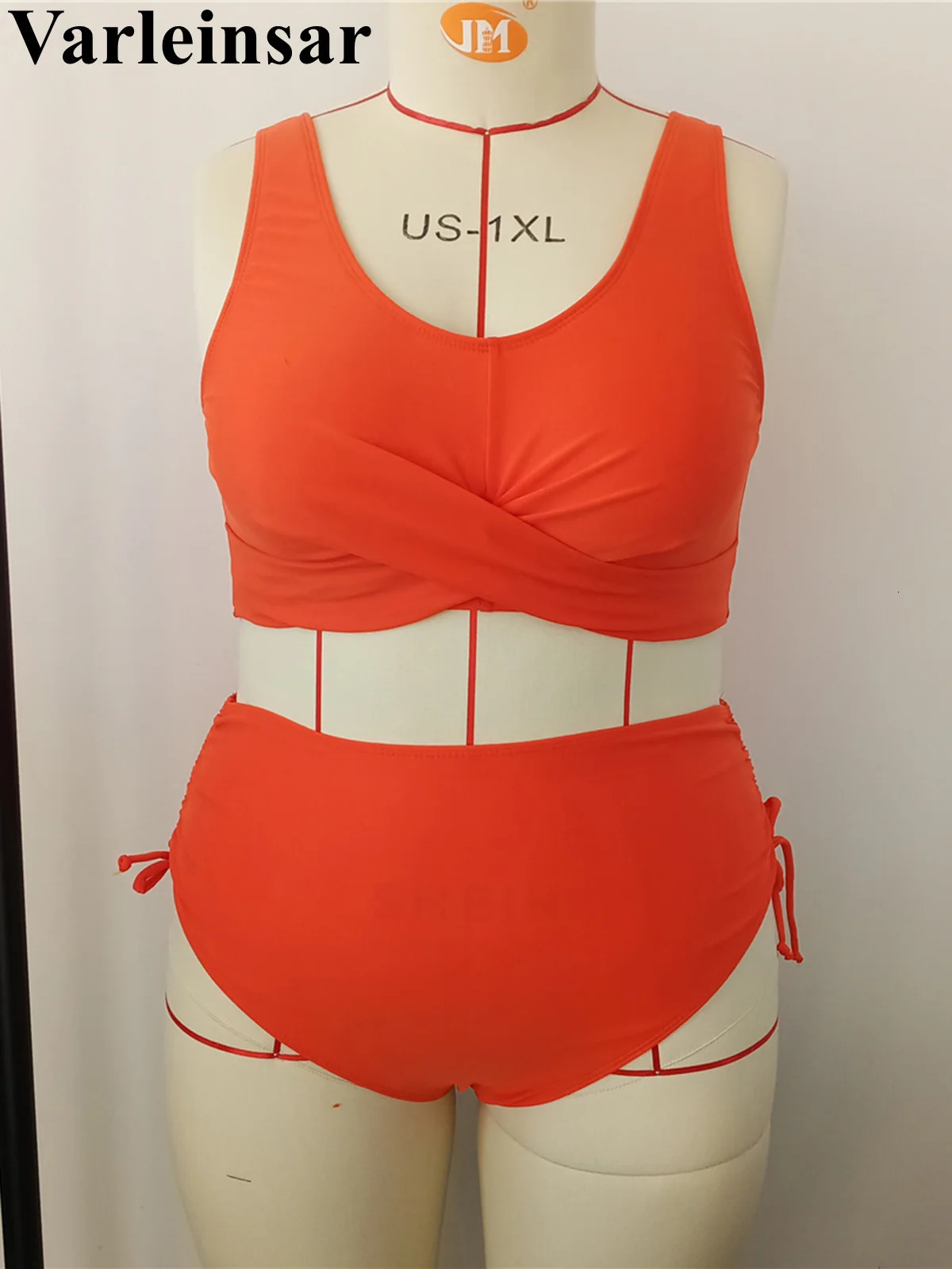 0XL 4XL Orange Bikini Large Size Swimwear Plus Women Swimsuit Female Twopieces set Bather Bathing Suit Swim V6679 250530