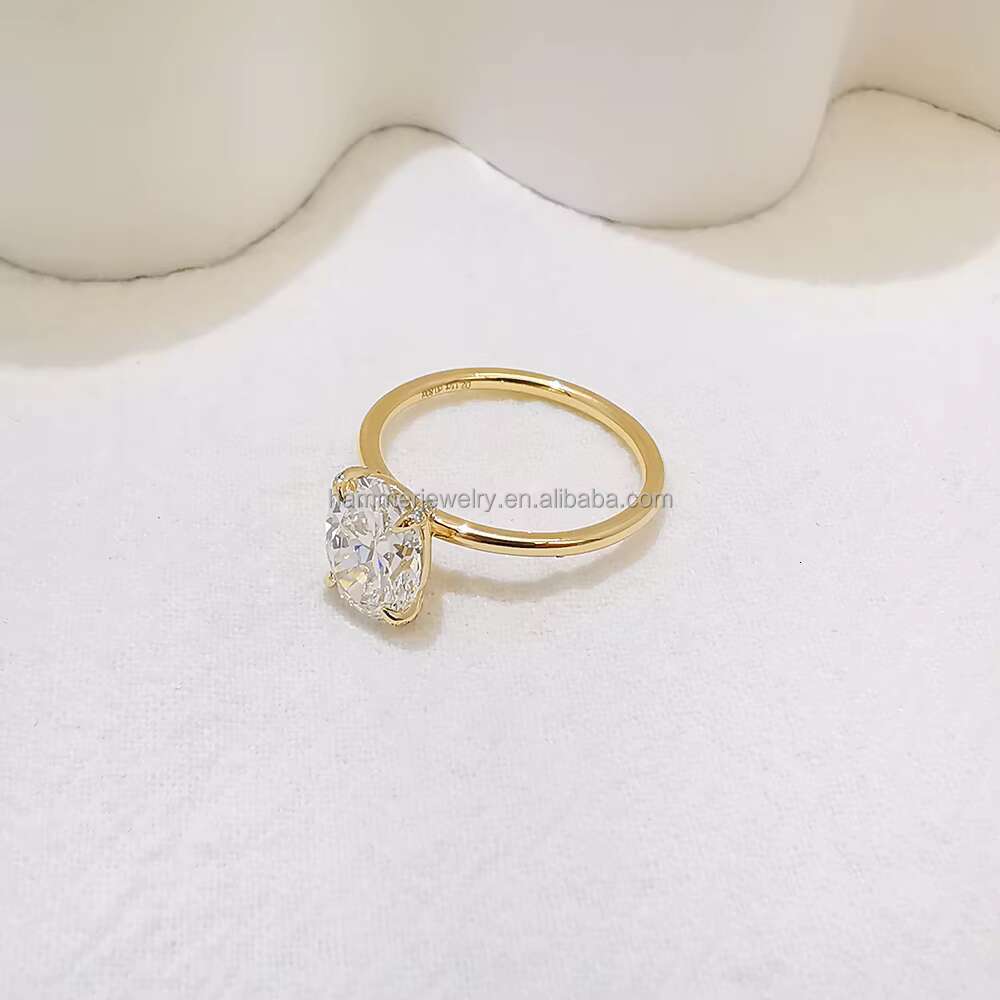 Good Quality Gold Ring AU585 14K Genuine Yellow Gold Moissanite Finger Rings Personalized Fine Jewelry
