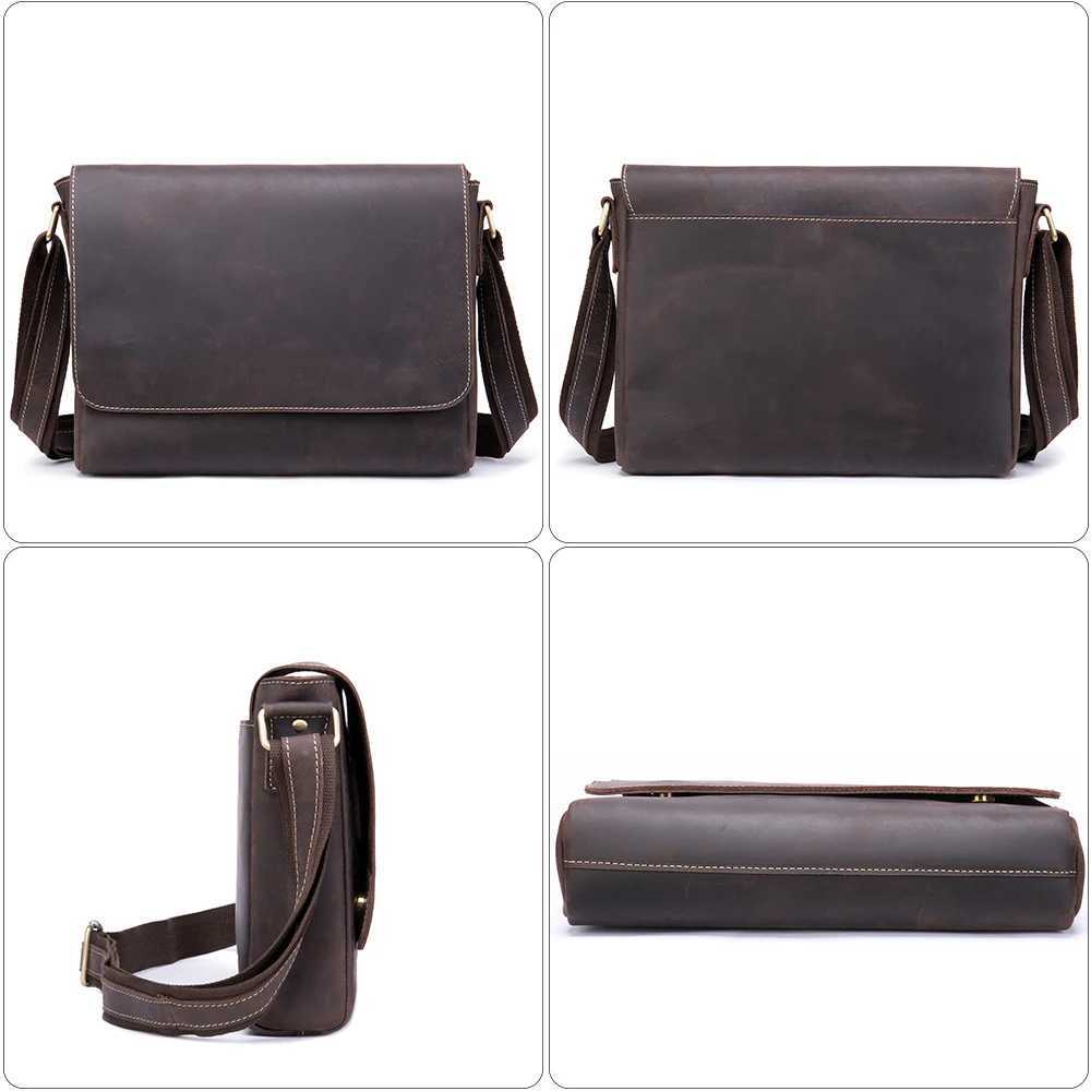 WESTAL 13inch Computer Bags Crazy Horse Leather Mens Briefcases Laptop Bag Office Bags for Men Cover Shoulder Messenger Bags W250610
