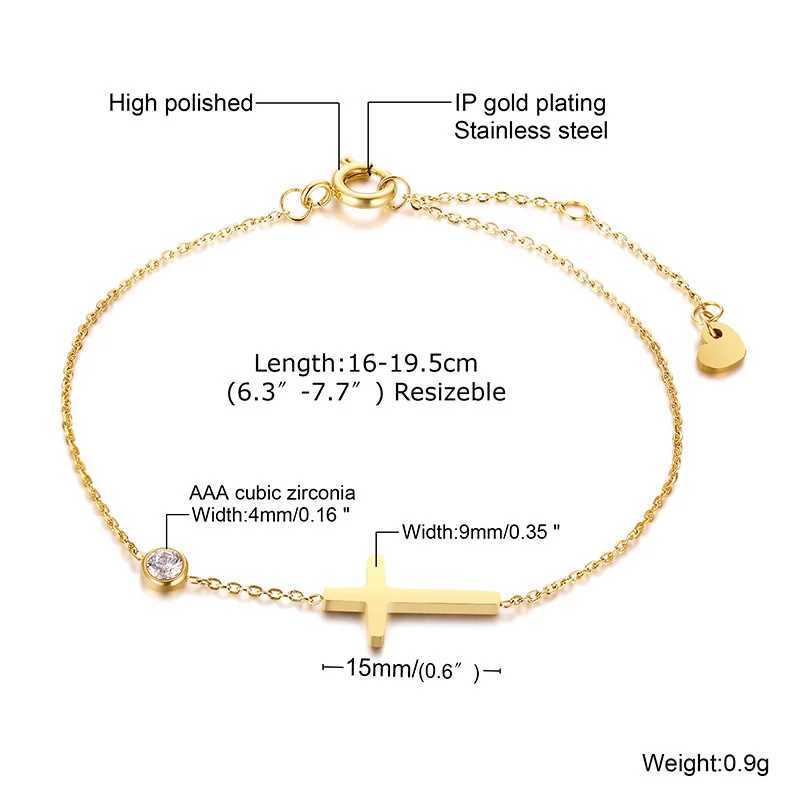 Women Minimalism Thin Chain Cross Crescent Moon Star Bracelet Stainless Steel Female Adjustable Link Stacked Layered XJ250707