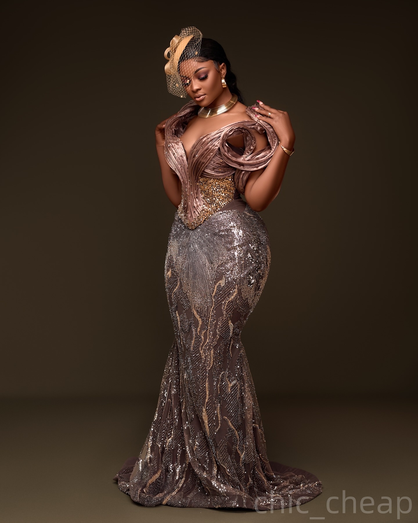 Chocolate Mermaid Prom Dresses 2025 Crystals Sequined Stylish Evening Formal Party Second Birthday Engagement Gowns Plus Size Dress For Special Occasi