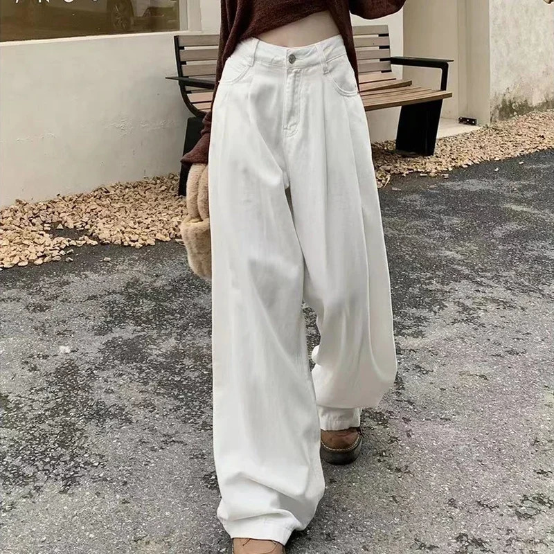 Plus Size HighWaisted WideLeg Jeans Womens LooseFit Slimming Draped StraightLeg Long Pants SpringSummer 2024 Collec 250609