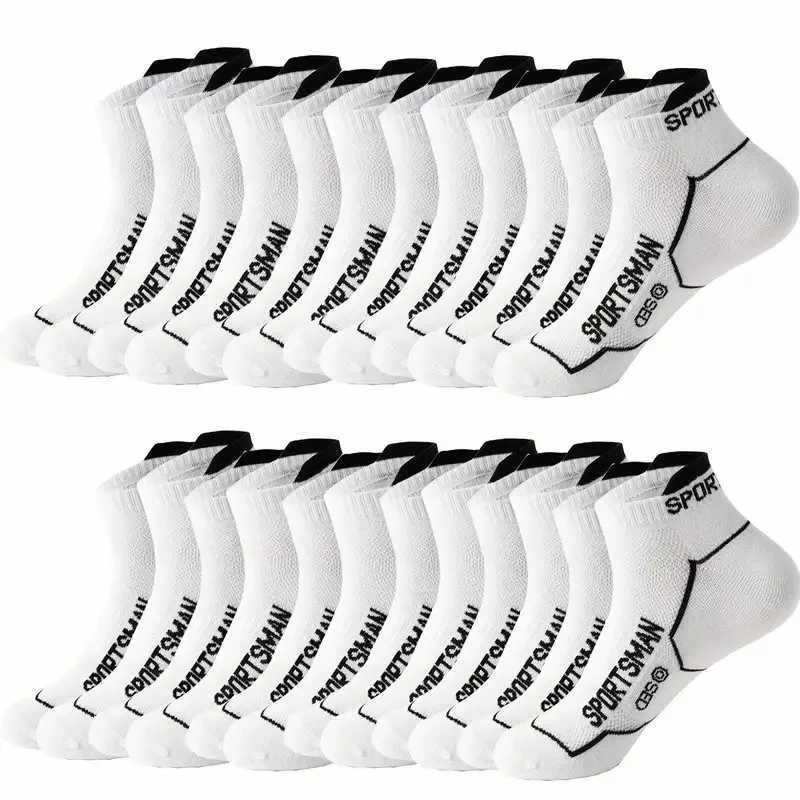 12 Pairs Men Knitted Anti Odor Sports Socks Fashionable Letter Sweat Absorbing Mesh Breathable Couple Running Casual Socks Z250610