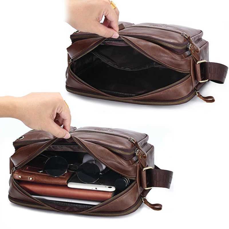 New 2024 Men Genuine Leather Shoulder Bag Casual Leather Mens Pad Messenger Bag Male Business Crossbody Bag Hot Handbag for Men W250610