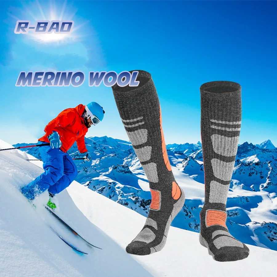 1 Pair Merino Wool Thermal Socks Men Women Winter Long Warm Compression Socks For Ski Hiking Snowboarding Climbing Sports Socks Z250610