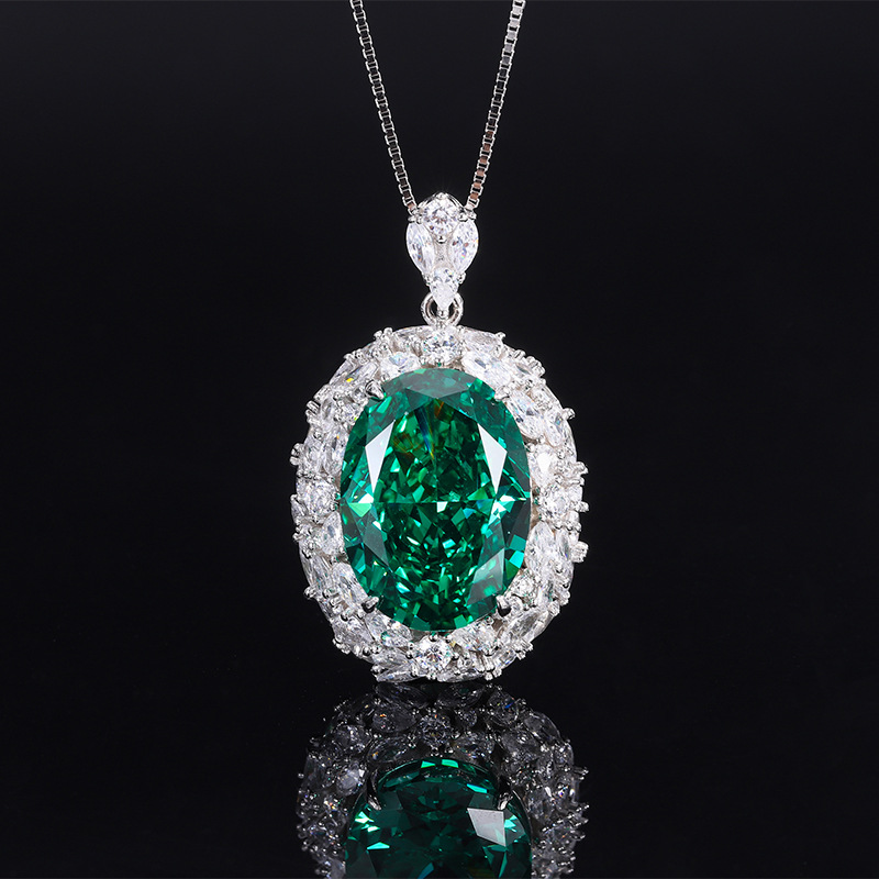 S925 Silver Vintage Fashion High-Carbon Diamond Pigeon Egg Pendant, 13x18mm Luxurious Design, Exquisite Women's Jewelry, Perfect Gift Choice