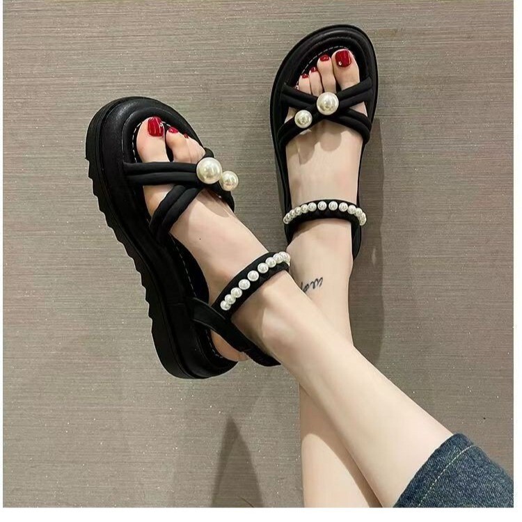 Special Offer New Thick Soled Pearl Daily sandal Cute Fairy Style Outdoor Casual Shoes For Women Fashion Ddmysaturn