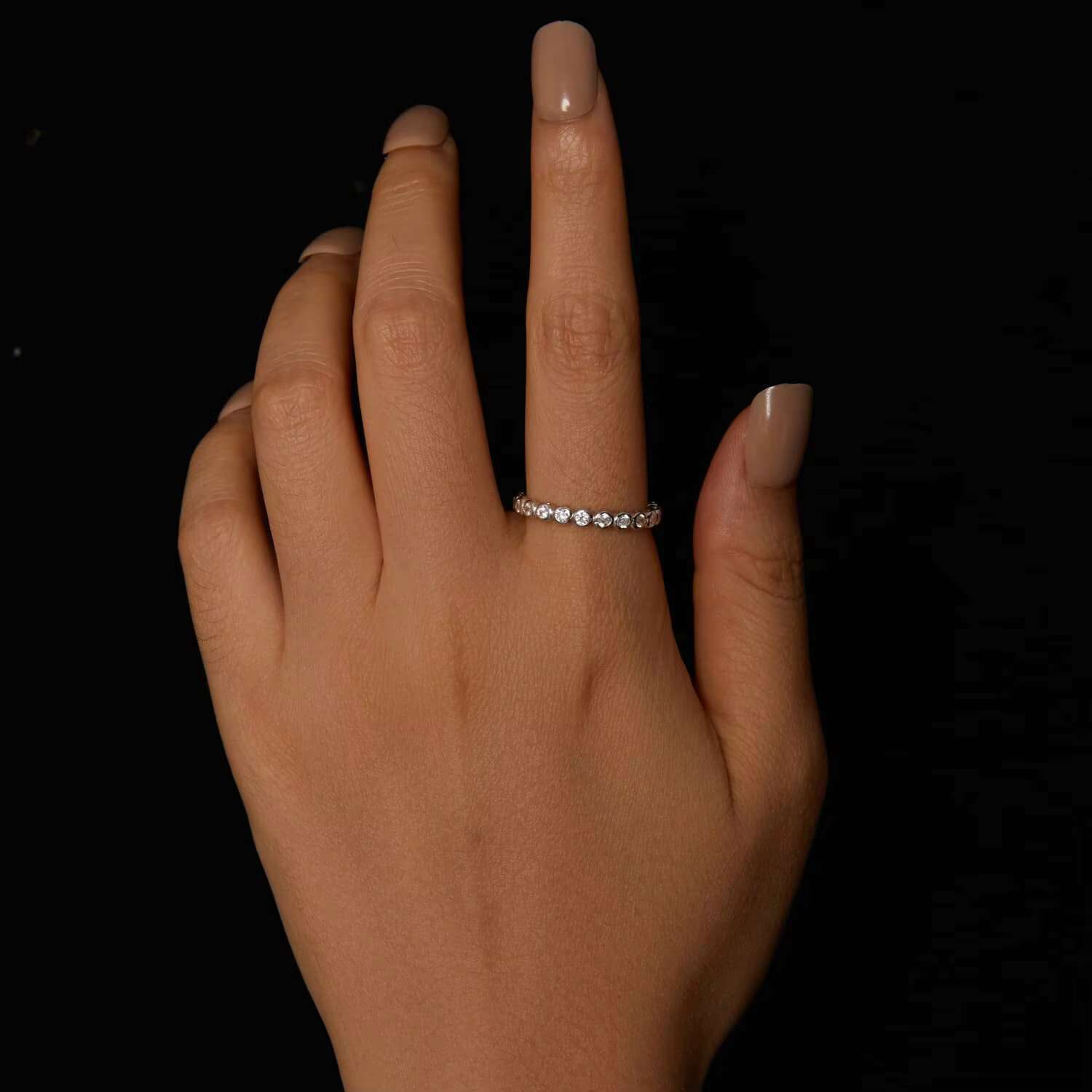 Factory Wholesale Trendy Design Iced Out Moissanite Eternity Ring 925 Sterling Silver Moissanite Ring for Women