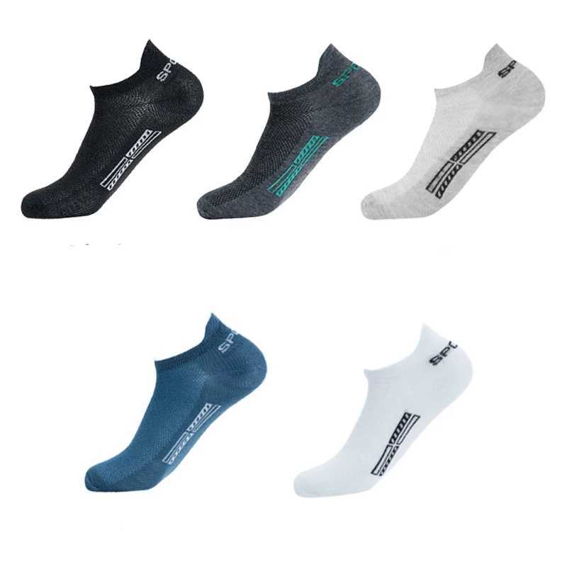 5 Pairs/Lot High Quality Men Ankle Socks Breathable Cotton Sports Mesh Casual Athletic Thin Cut Short Socks Plus Size Z250610
