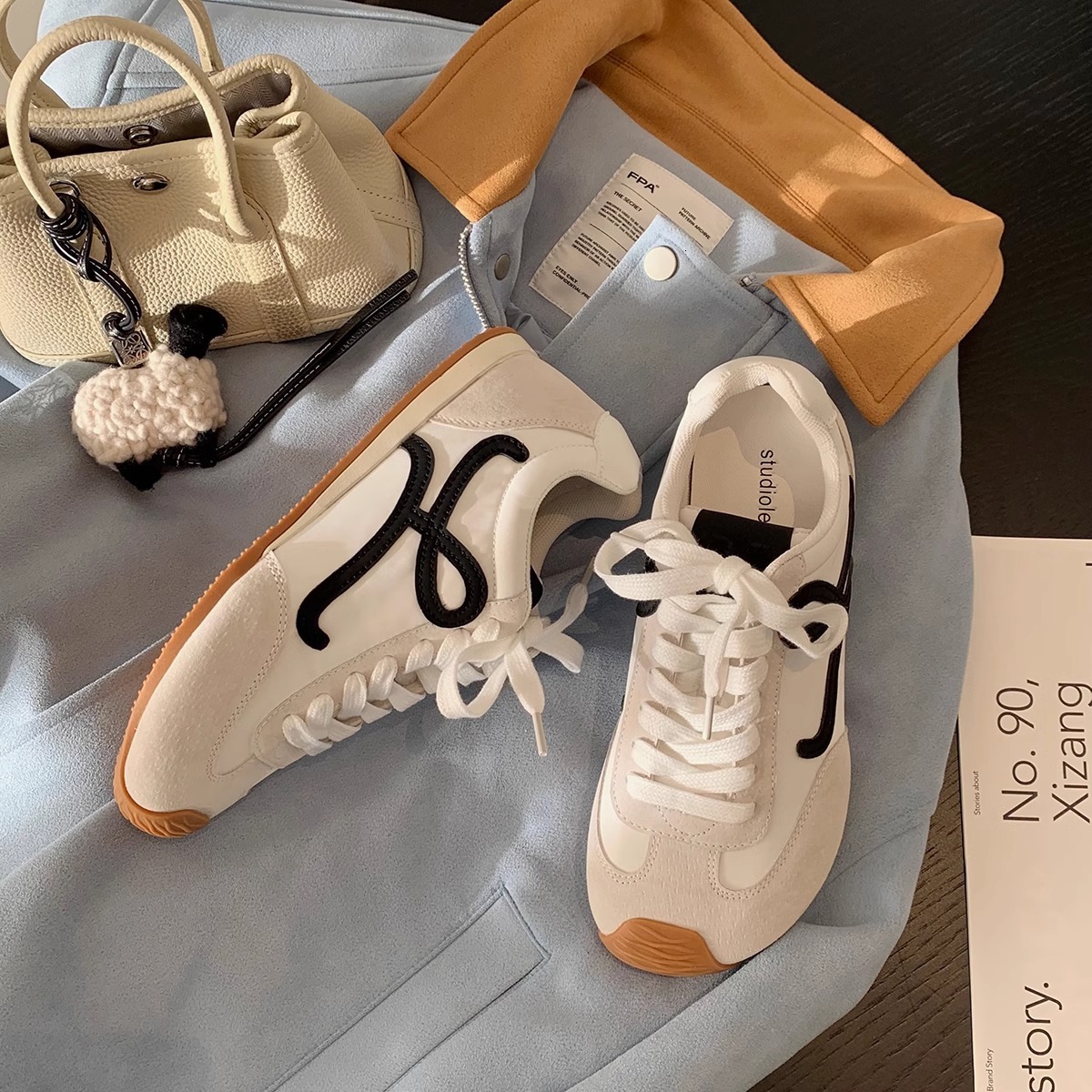 Cowhide Version Grape Mom Same Style Genuine Leather Casual Sneakers Slanted Head Color Block Lace-up German Training Women's Agan Shoes ddmythur