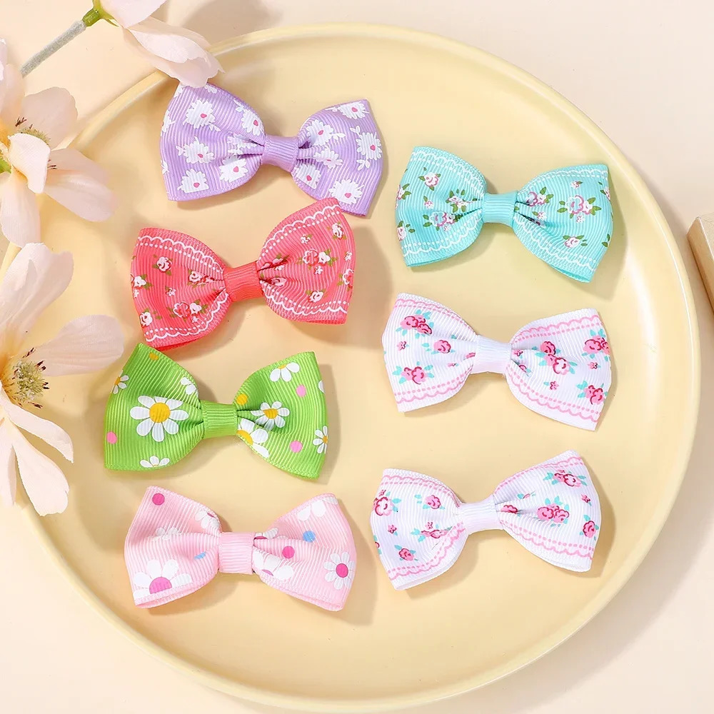 600pcs/set 2.63Random Colorful Daisy Flower Hair Bows Clip for Baby Girls Summer Beach Hairpins Headwear Hair Accessories 250611