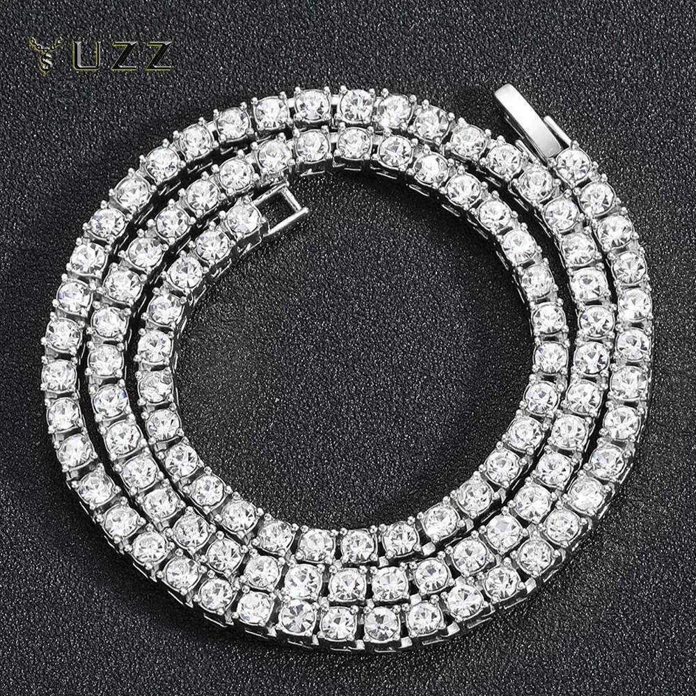 Hip Hop 5MM Chain Iced Out Bracelet Necklace Men Fashion Sier Color Tennis Jewelry Chains Women 20inch Choker Punk Gift