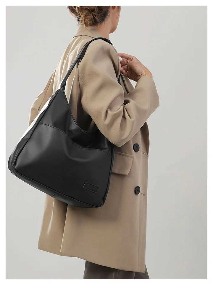 Women Hobo Bag Simple PU Leather Solid Shoulder Bag 2023 Fashion Large Capacity Handbag For School Work XJ250610
