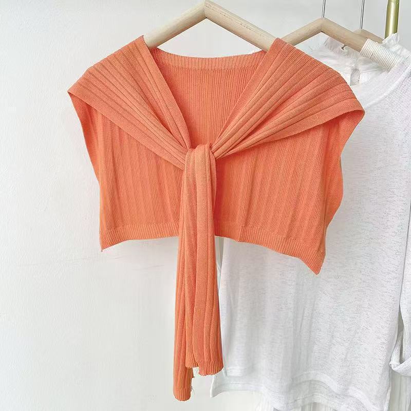 K979 Spring and summer outerwear shawl ice silk thin style net celebrity small shoulder Korean version sunscreen line girlfriend knitted knotted scarf