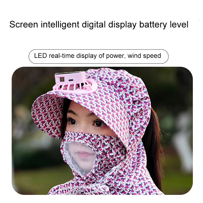 Solar Fan Hat Protection Hat Summer UV Protection Shade Tea Picking Cool Hat High Hiking Hat Rechargeable With LED Display 250529
