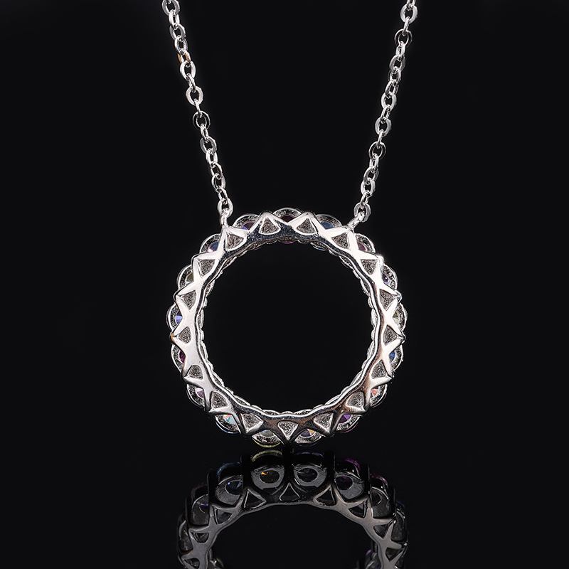 New Vintage S925 Silver Faux Colored Gemstone Flower Ring Pendant Necklace, Simple Fashion Design, Perfect Women's Jewelry for Any Occasion