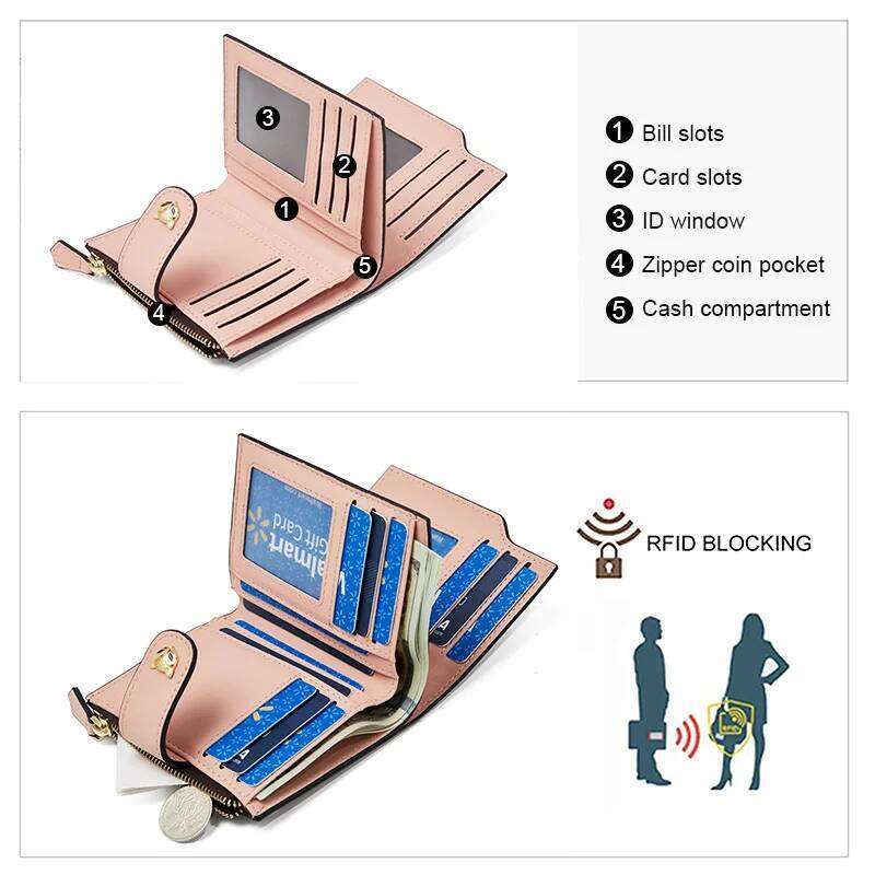 FOXER Small PVC Fashion Wallet Lady Cute Card Holder Coin Purse Gift for Wife, Girlfriend