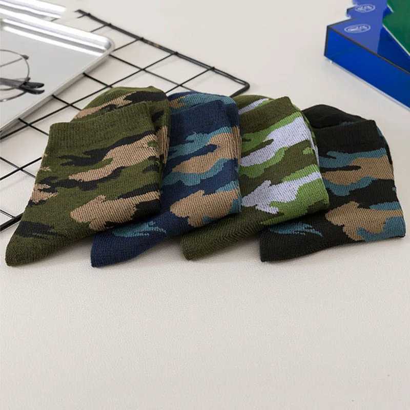 5 Pairs Spring And Autumn Men High Quality Mid Tube Socks Camouflage Army Green Comfortable Warm Thickened Cotton Socks EU 38-44 Z250610