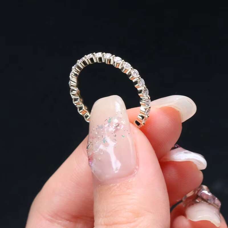Popular 14K Solid Gold Jewelry Ring With Colorless Moissanite Diamond Bezel Setting Moissanite Wedding Band Eternity Ring