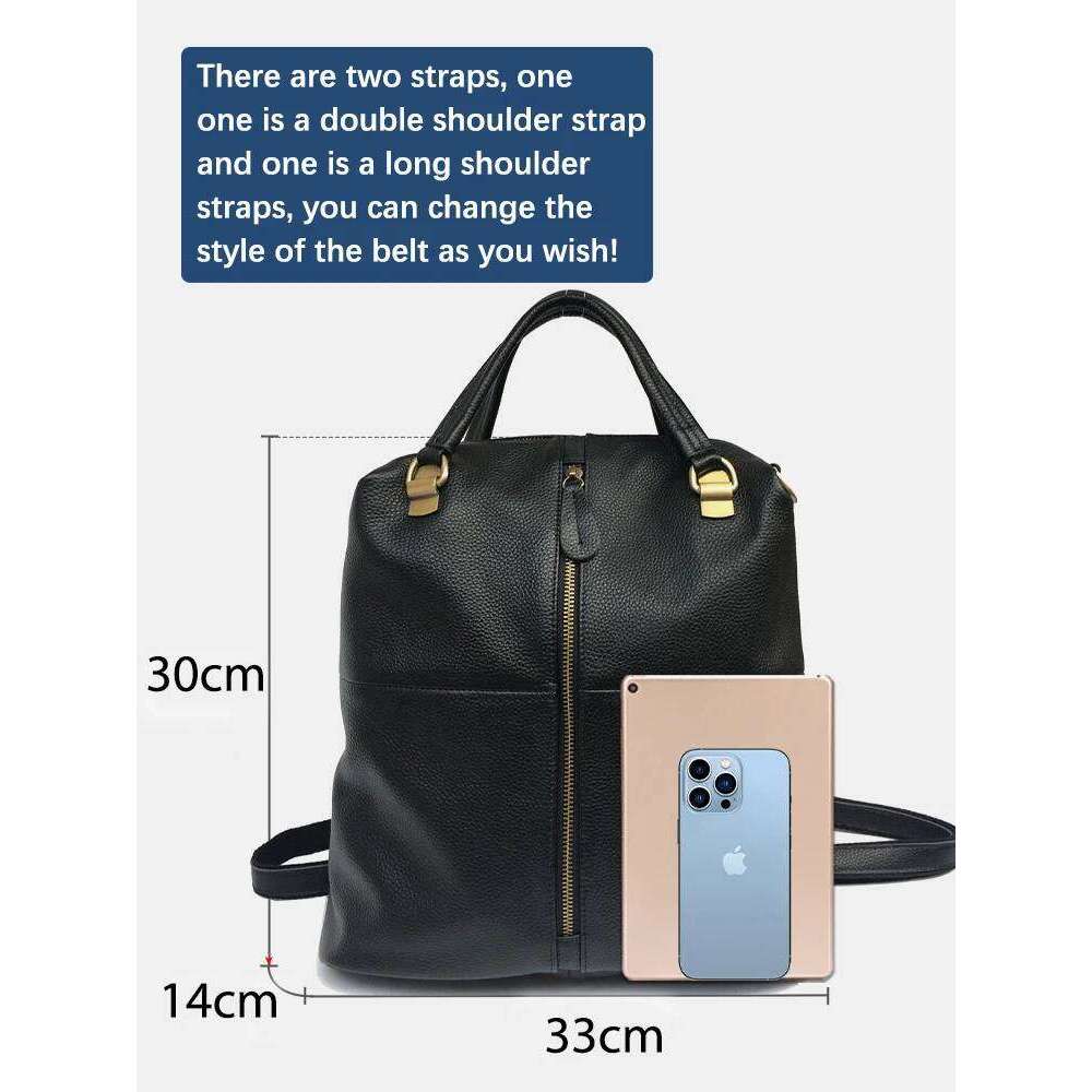 Zency Vintage Women's Genuine Leather Backpack Anti-Theft Large School Bag Designer Travel Satchel Shoulder Crossbody Top Handle