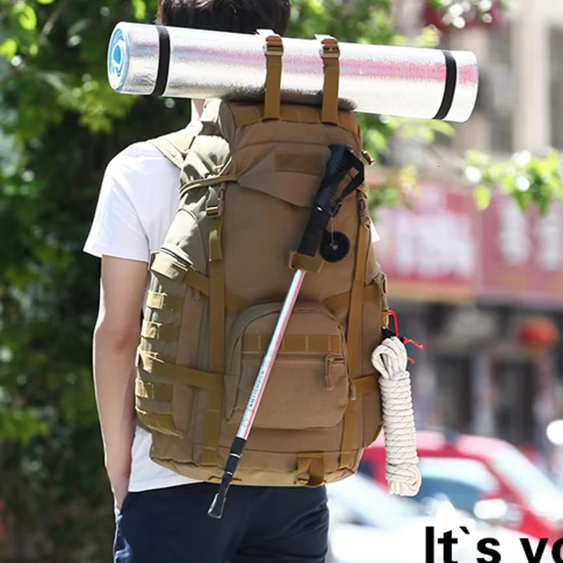 60L Men Military Bag Tactical Backpack Climbing Mountaineering Sport Outdoor Molle Bag for Men Luggage Camping Travel Rucksack 250610