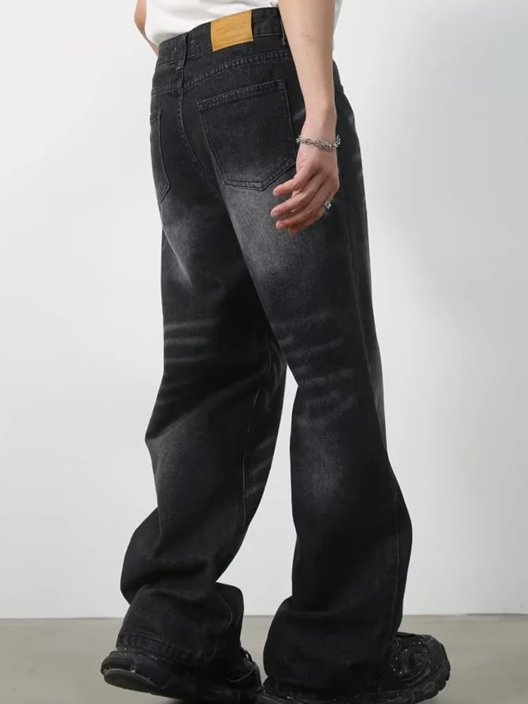 Summer Mens Jeans Wide Leg Classic Daily Denim Pants Waist Cargo Harajuku Jeans Male Autumn Loose Black Long Trousers 250611
