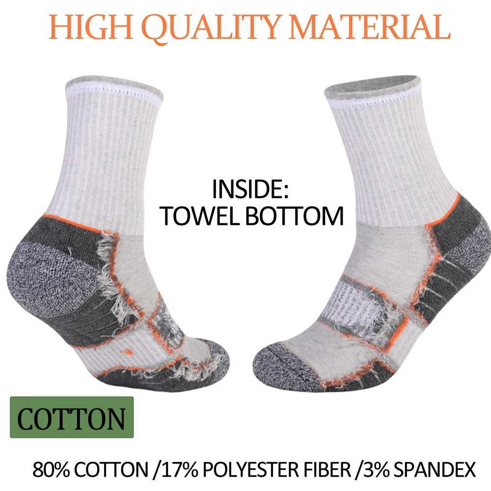 6 Pairs Mens Heavy Cushion Hiking Socks Cotton Anti-Odor Moisture-Wicking Unisex Sizes 35-50 for Trekking Running Multi-Pack Z250610