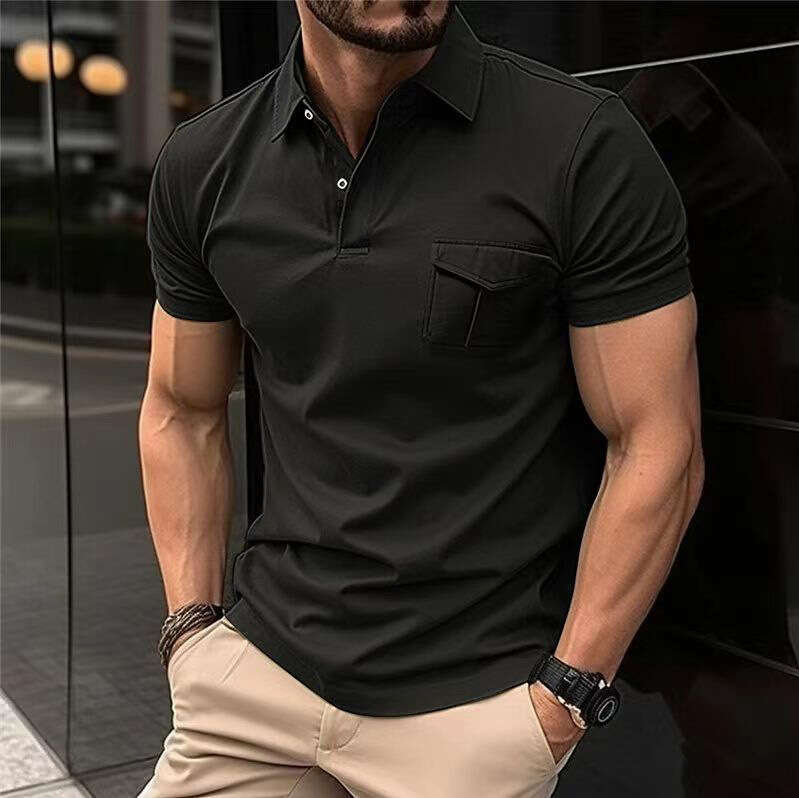 Autumn New With Pocket Men's Sports Polo Shirt B5