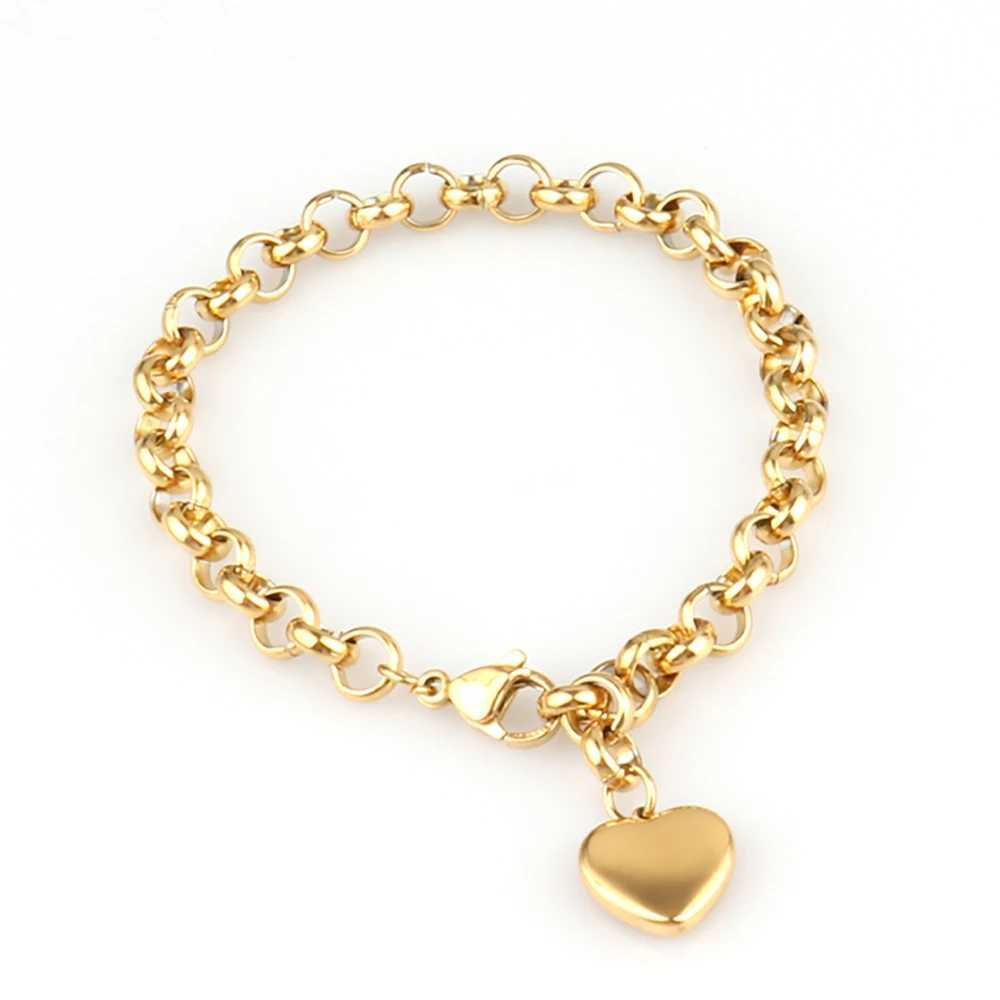 316L Stainless Steel Heart Bracelet For Women Fashion Heart Pendant Chain Bracelets Jewelry Gift XJ250707