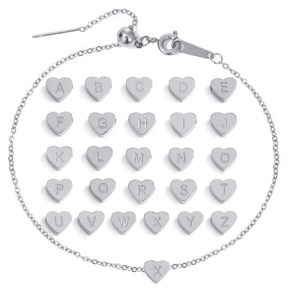 Letter Heart Alphabet Initial Name Women Bracelet Charms Pendant Golden Plated Handmade Bracelet Jewelry Wholesale Dropshipping XJ250707
