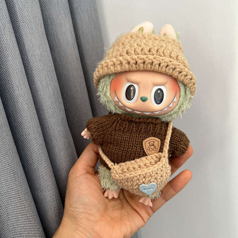 DHgargets First and Second Generation Labubu Blind Box aron Enamel Doll Hanging Party Sitting Baby Clothes