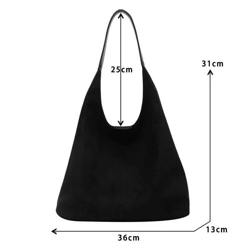 Autumn and Winter Vintage Womens Bag Large Capacity Suede Shoulder Bag Solid Color Simple Casual Commuter Bag Retro Handbags XJ250610