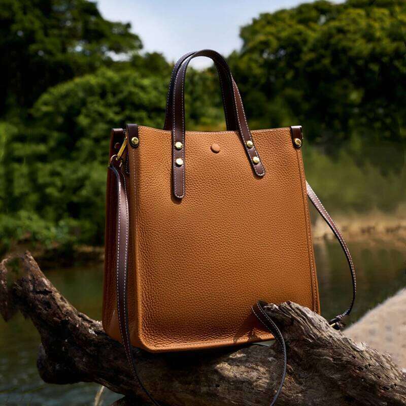 Hifashion 3 Layers Genuine Leather Vertical Tote Handbags For Women 2025 Trend Designer Commuting Ladies Shoulder Crossbody Bags