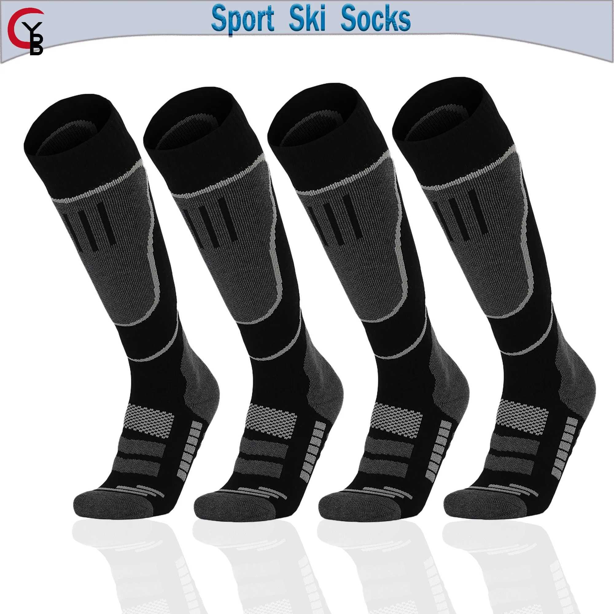 2 Pairs Ski Socks Cold Weather Socks for Snowboarding Snow Winter Thermal Knee-high Warm Hunting Z250610