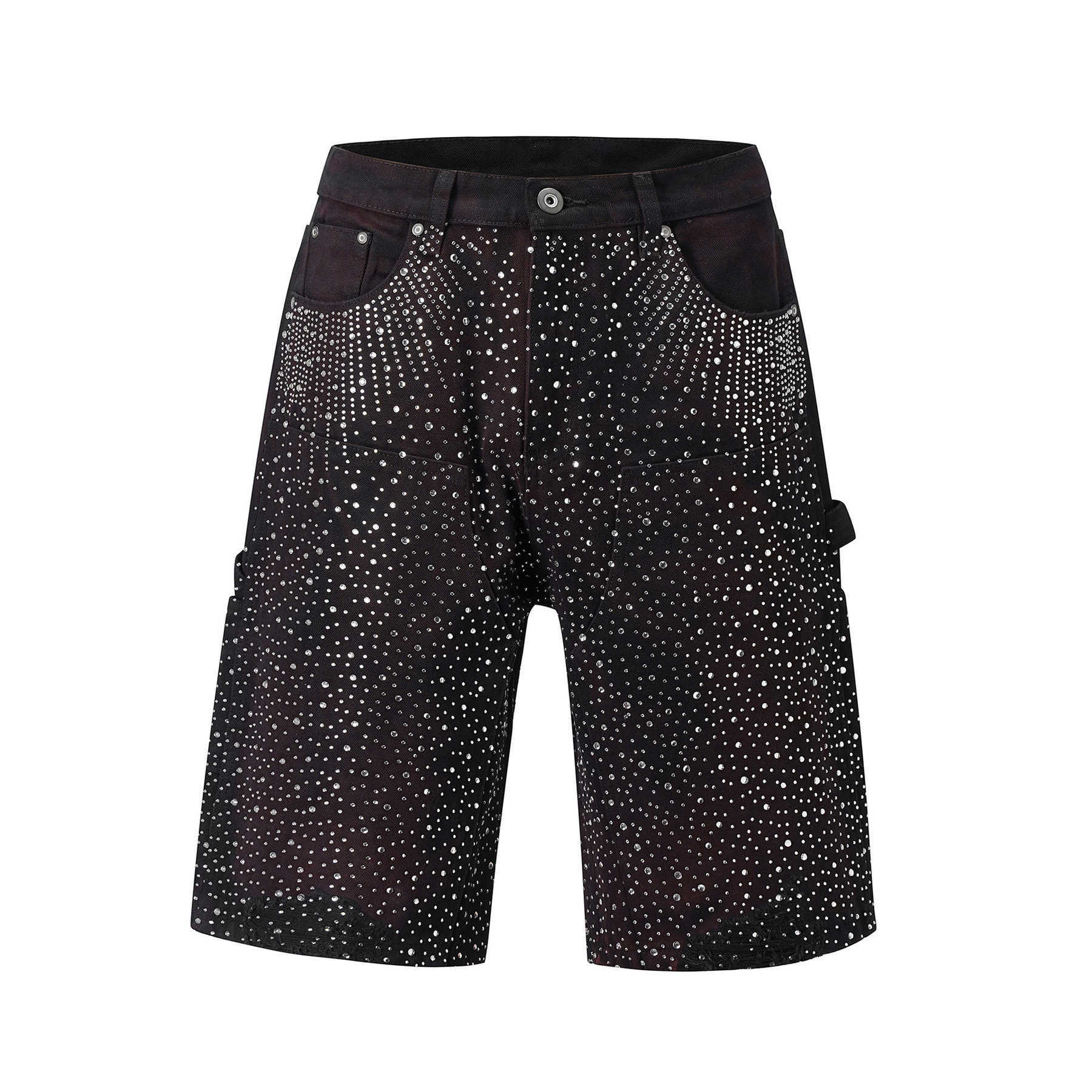 Harajuku Hip Hop Strtwear Y2K American trend Sequin Denim Shorts couples Jeans Baggy Denim Gym Shorts Casual new summerShorts X250403