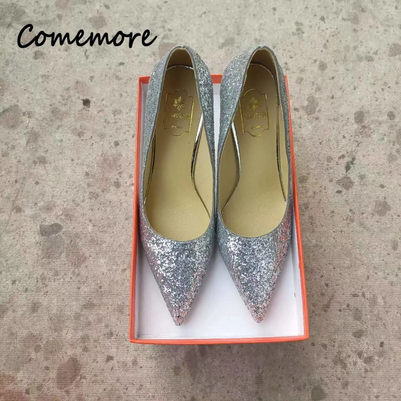 Comemore High Heels Women Wedding Pumps Shoes Heel Bride Gold Elegant Party Sandals Dress Dance Sexy Silver 250606