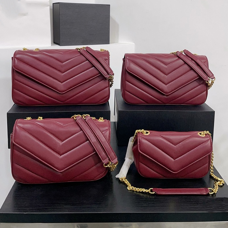 Outdoor cross body bag metal chain shoulder bag sheepskin V-shaped design classic metal logo handbag