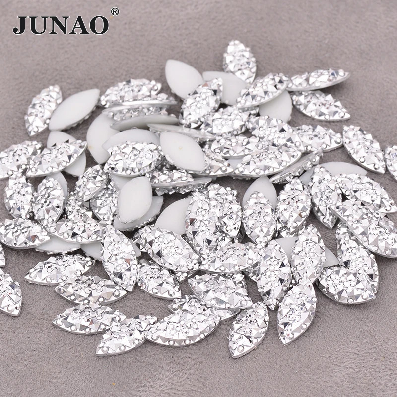 JUNAO 100pcs 715mm Crystal AB Flatback Horse Eye Decoration Stones Non fix Resin Strass for DIY Crafts 250606