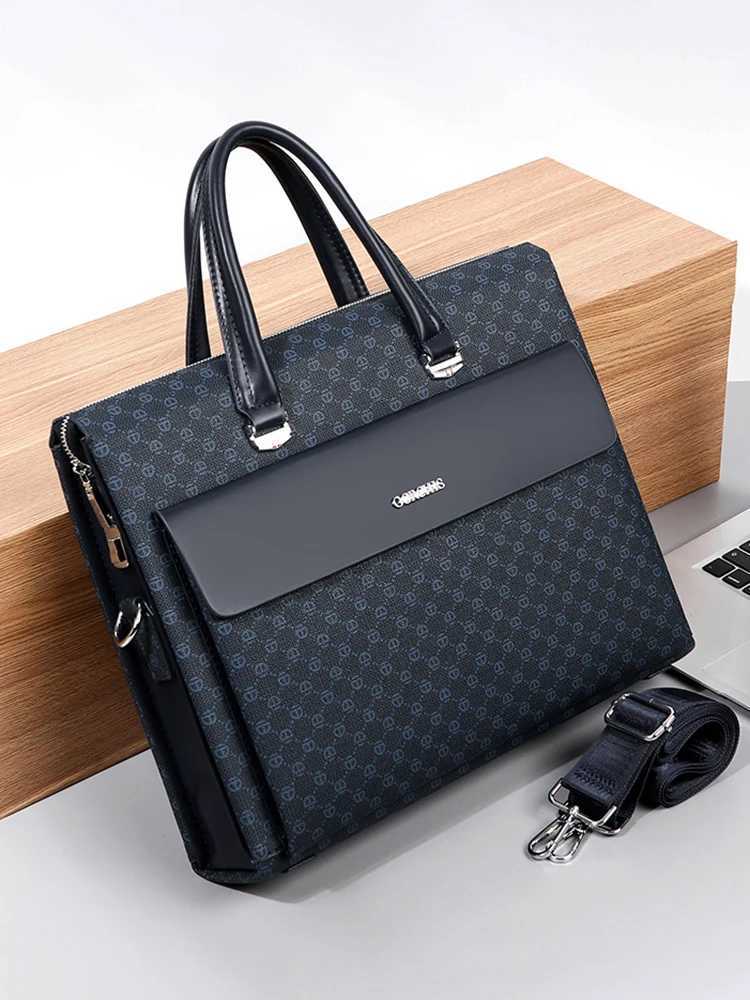 Executive Luxury Briefcases For Men PU Leather Designer Business Office 14 Inch Laptop Notebook Handbag Messenger Large Bag W250610