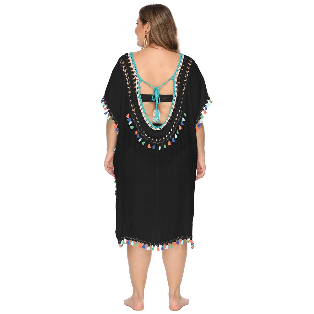 Cover Up Plus Size Bikini Women Swimsuit Coverup Beach Bathing Suit Wear Knitting Swimwear Mesh Dress 250530