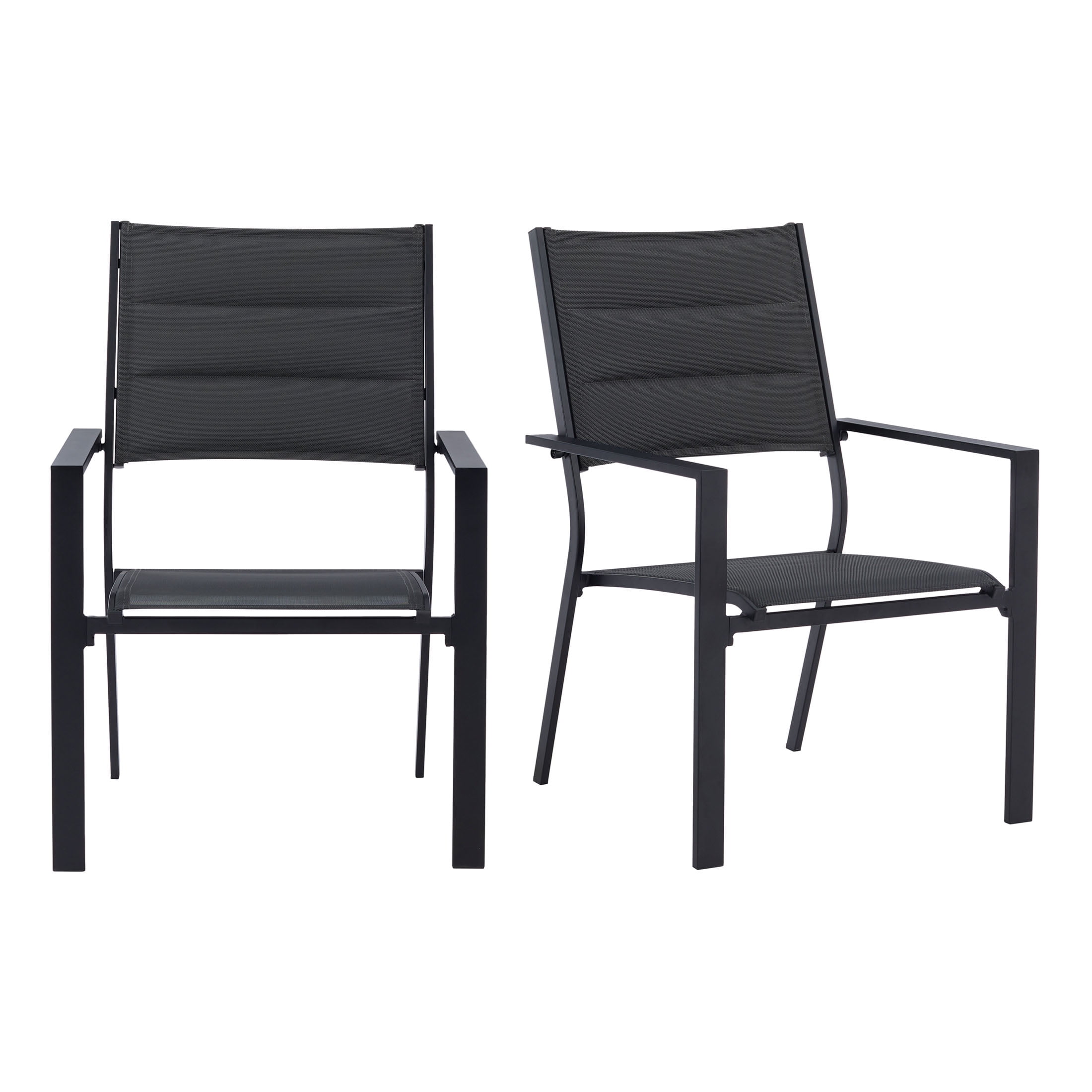 Dashwood Outdoor Dining Chair, Black, 2 Pack Seat height: 16.73seat back height: 23.62"